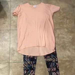 Lu la roe one size leggings and girls size 14 top.